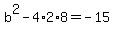 b%5E2-4%2A2%2A8=-15