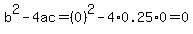b%5E2-4ac=%280%29%5E2-4%2A0.25%2A0=0