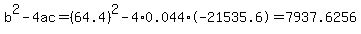 b%5E2-4ac=%2864.4%29%5E2-4%2A0.044%2A-21535.6=7937.6256