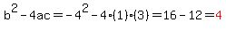 b%5E2-4ac=-4%5E2-4%281%29%283%29=16-12=red%284%29