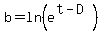 b+=+ln%28e%5E%28t+-+D%29%29