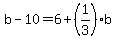 b-10=6%2B%281%2F3%29b