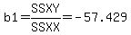 b1=SSXY%2FSSXX=-57.429