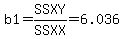 b1=SSXY%2FSSXX=6.036