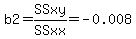b2=SSxy%2FSSxx=-0.008