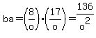 ba=%288%2Fo%29%2817%2Fo%29=136%2Fo%5E2