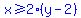 blue%28x+%3E=+2%28y-2%29%29