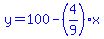 blue%28y=100-%284%2F9%29x%29