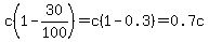 c%281-30%2F100%29=c%281-0.3%29=0.7c