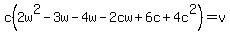 c%282w%5E2-3w-4w-2cw%2B6c%2B4c%5E2%29=v