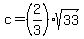 c=%282%2F3%29sqrt%2833%29