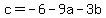 c=-6-9a-3b