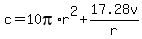 c=10pi%2Ar%5E2%2B17.28v%2Fr