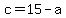 c=15-a