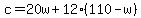 c=20w%2B12%28110-w%29