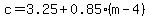 c=3.25%2B0.85%28m-4%29