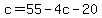 c=55-4c-20