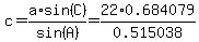 c=a%2Asin%28C%29%2Fsin%28A%29=22%2A0.684079%2F0.515038