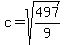 c=sqrt%28497%2F9%29