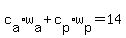 c%5Ba%5D%2Aw%5Ba%5D%2Bc%5Bp%5D%2Aw%5Bp%5D=14