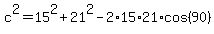 c%5E2=15%5E2%2B21%5E2-2%2A15%2A21%2Acos%2890%29