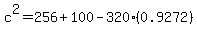 c%5E2=256%2B100-320%280.9272%29