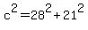 c%5E2=28%5E2%2B21%5E2