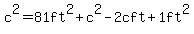 c%5E2=81ft%5E2%2Bc%5E2-2cft%2B1ft%5E2