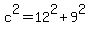 c%5E2+=+12%5E2%2B9%5E2