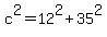 c%5E2+=+12%5E2+%2B+35%5E2