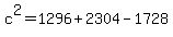 c%5E2+=+1296+%2B+2304+-+1728