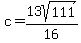 c+=+13sqrt%28111%29%2F16