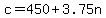 c+=+450+%2B+3.75n+