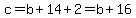c+=+b+%2B+14+%2B+2+=+b+%2B+16