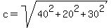 c+=+sqrt%2840%5E2+%2B+20%5E2+%2B+30%5E2%29