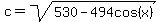c+=+sqrt%28530-494cos%28x%29%29