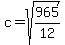c+=+sqrt%28965%2F12%29