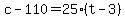 c+-+110+=+25%2A%28t+-+3%29