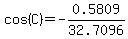 cos%28+C%29=-0.5809%2F32.7096