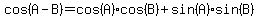 cos%28A-B%29+=+cos%28A%29cos%28B%29+%2B+sin%28A%29sin%28B%29