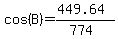 cos%28B%29=%28449.64%29%2F%28774%29