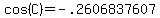 cos%28C%29+=+-.2606837607