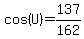 cos%28U%29=137%2F162