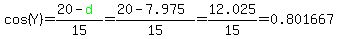 cos%28Y%29=%2820-green%28d%29%29%2F15=%2820-7.975%29%2F15=12.025%2F15=0.801667