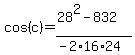 cos%28c%29=%2828%5E2-832%29%2F%28-2%2A16%2A24%29
