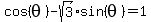 cos%28theta%29-sqrt%283%29sin%28theta%29+=+1