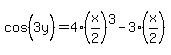 cos%5E%22%22%283y%29=4%28x%2F2%29%5E3-3%28x%2F2%29