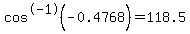 cos%5E-1%28-0.4768%29=118.5