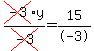 cross%28-3%29y%2Fcross%28-3%29+=+15%2F-3