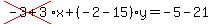 cross%28-3%2B3%29%2Ax%2B%28-2-15%29%2Ay=-5-21